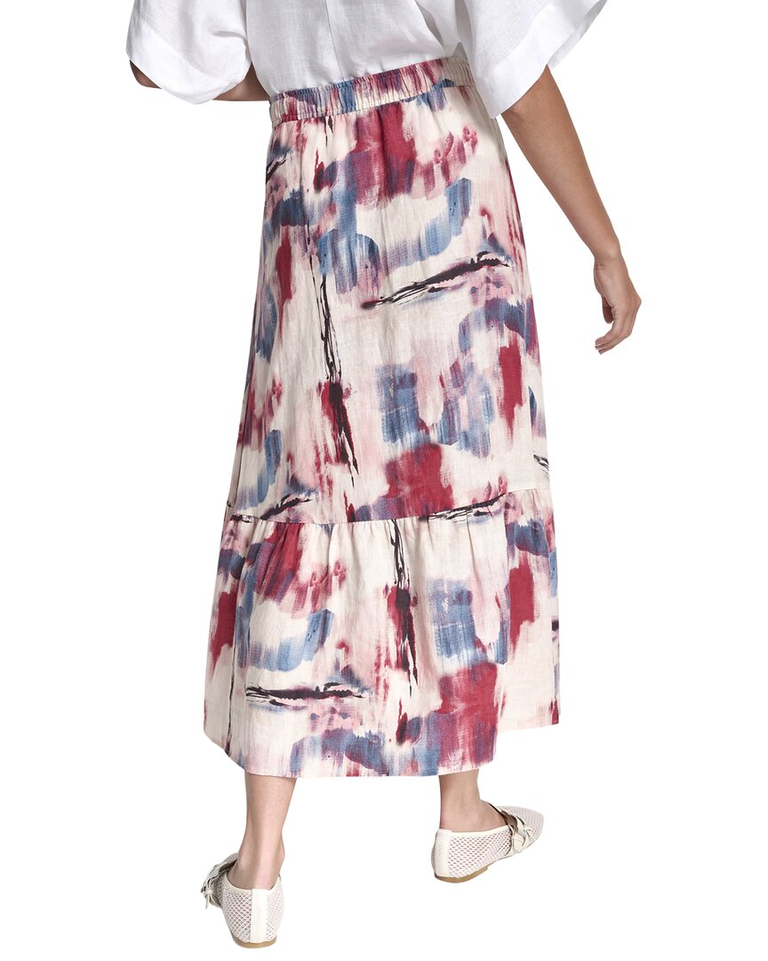 DKNY Printed Pull On Linen Skirt