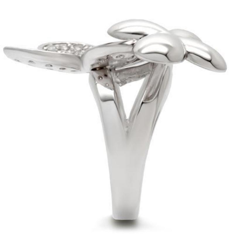 Rhodium Brass Ring with AAA Grade CZ in Clear
