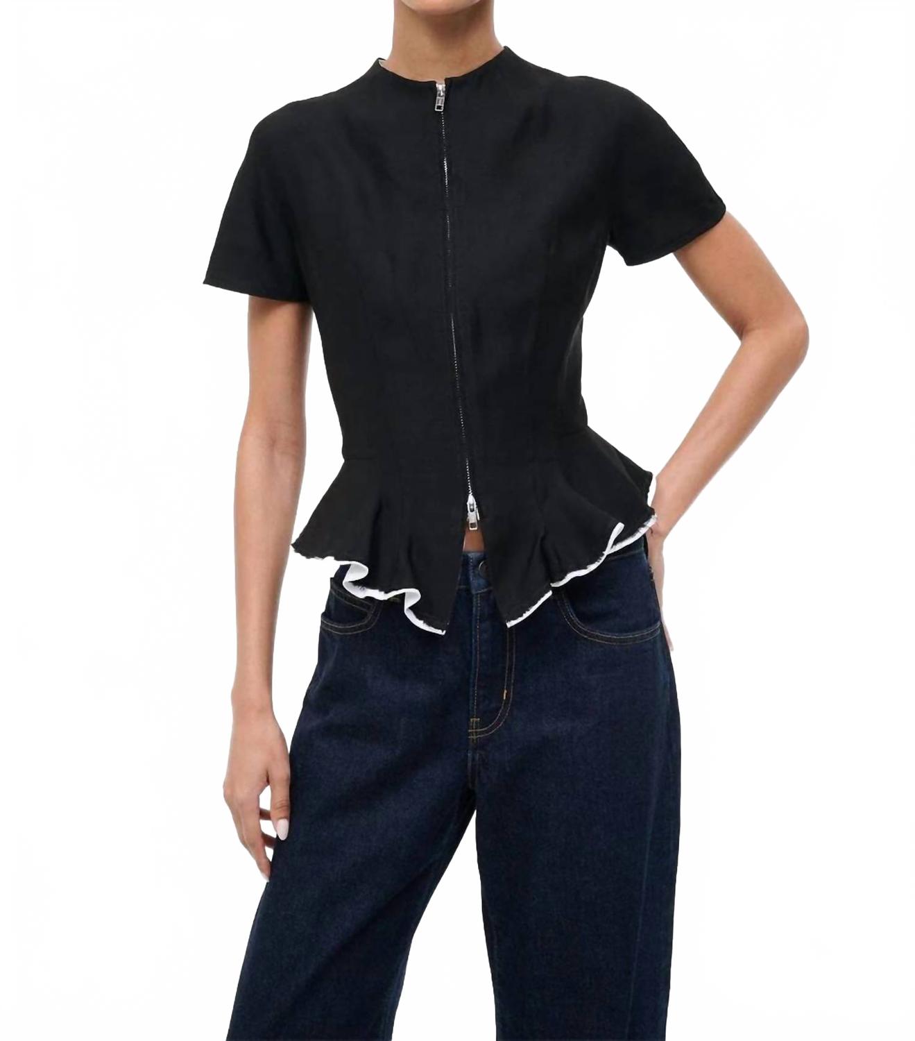 Maelle Silk Wool Top In Black