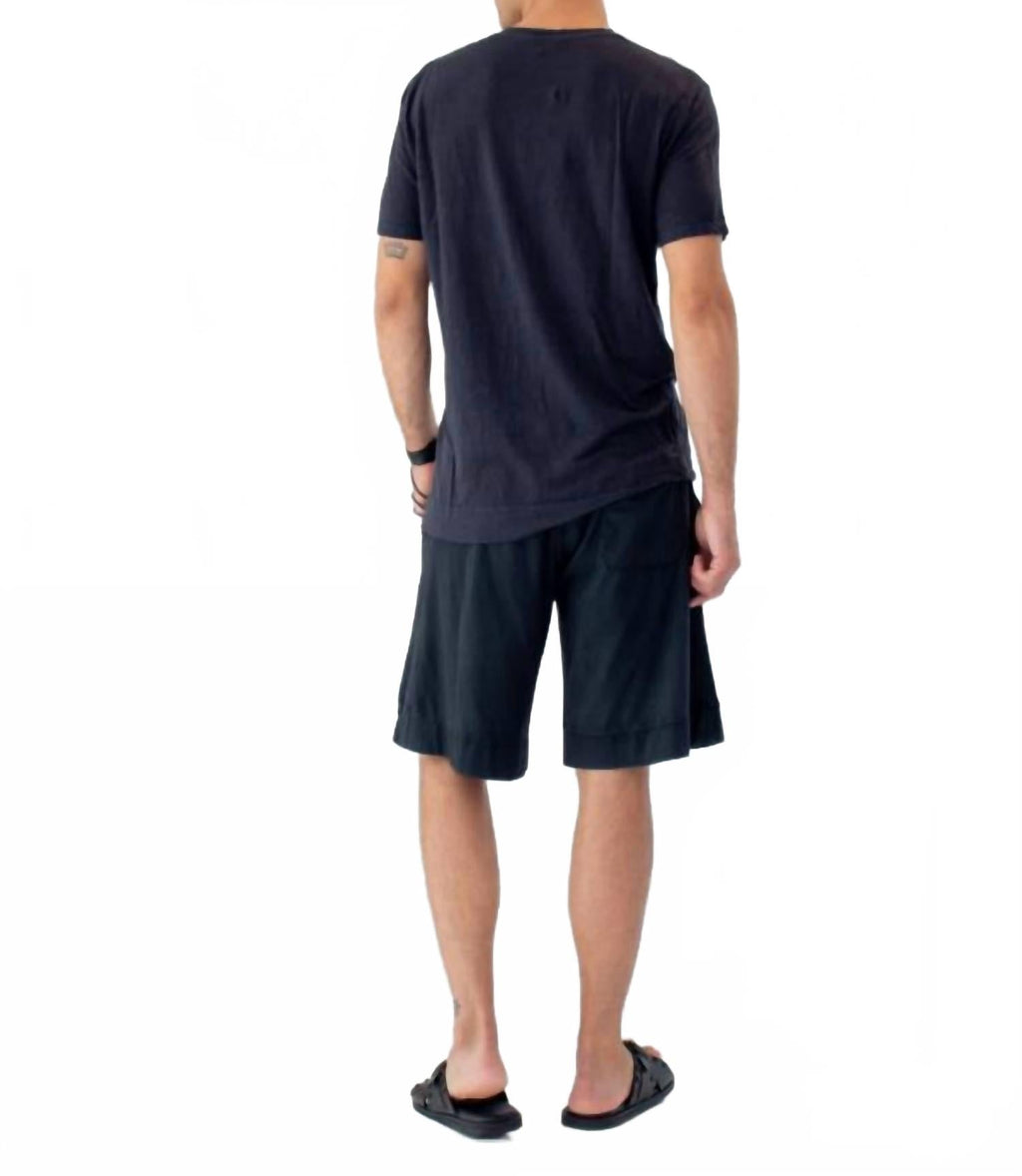 Linen V-Neck T-Shirt In Blue