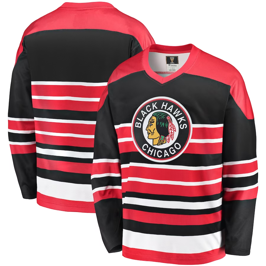 Men's Chicago Blackhawks Red/Black Premier Breakaway Heritage Blank jersey