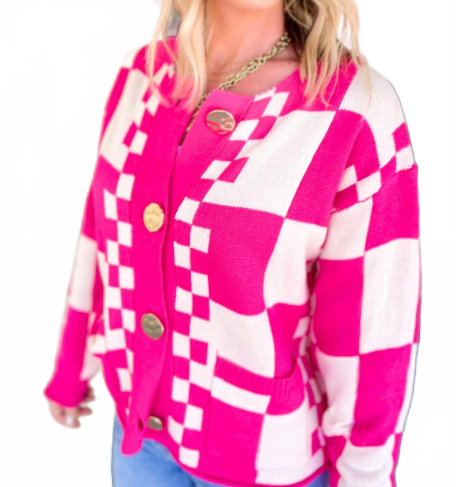 The Pop Quiz Cardigan In Pink