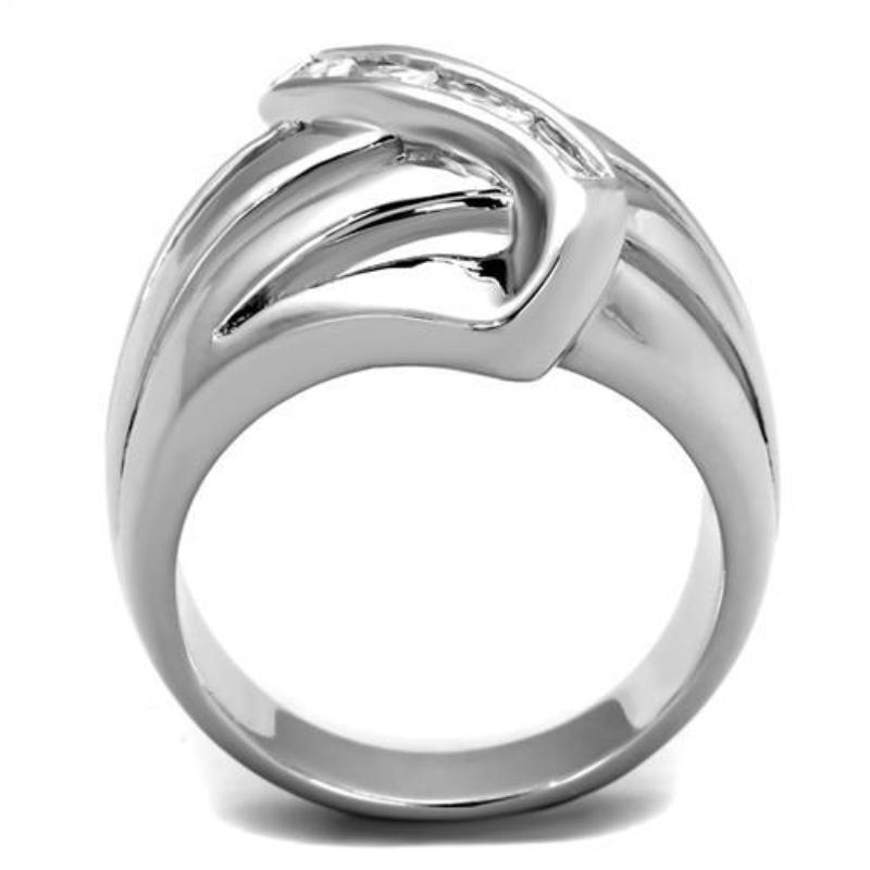 Rhodium Brass Ring with AAA Grade CZ in Clear