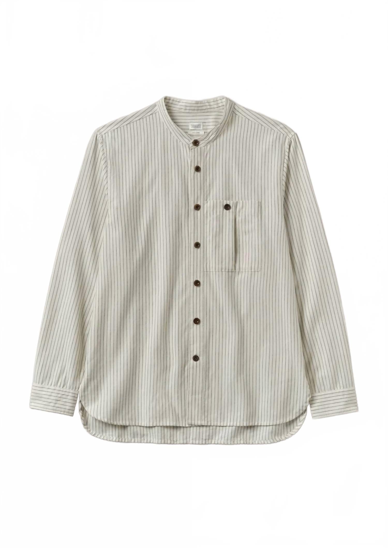 Stripe Grandad Shirt In Ecru/charcoal