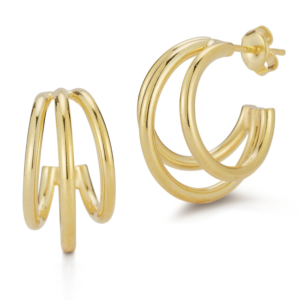 Sterling Silver Triple Polished Hoops