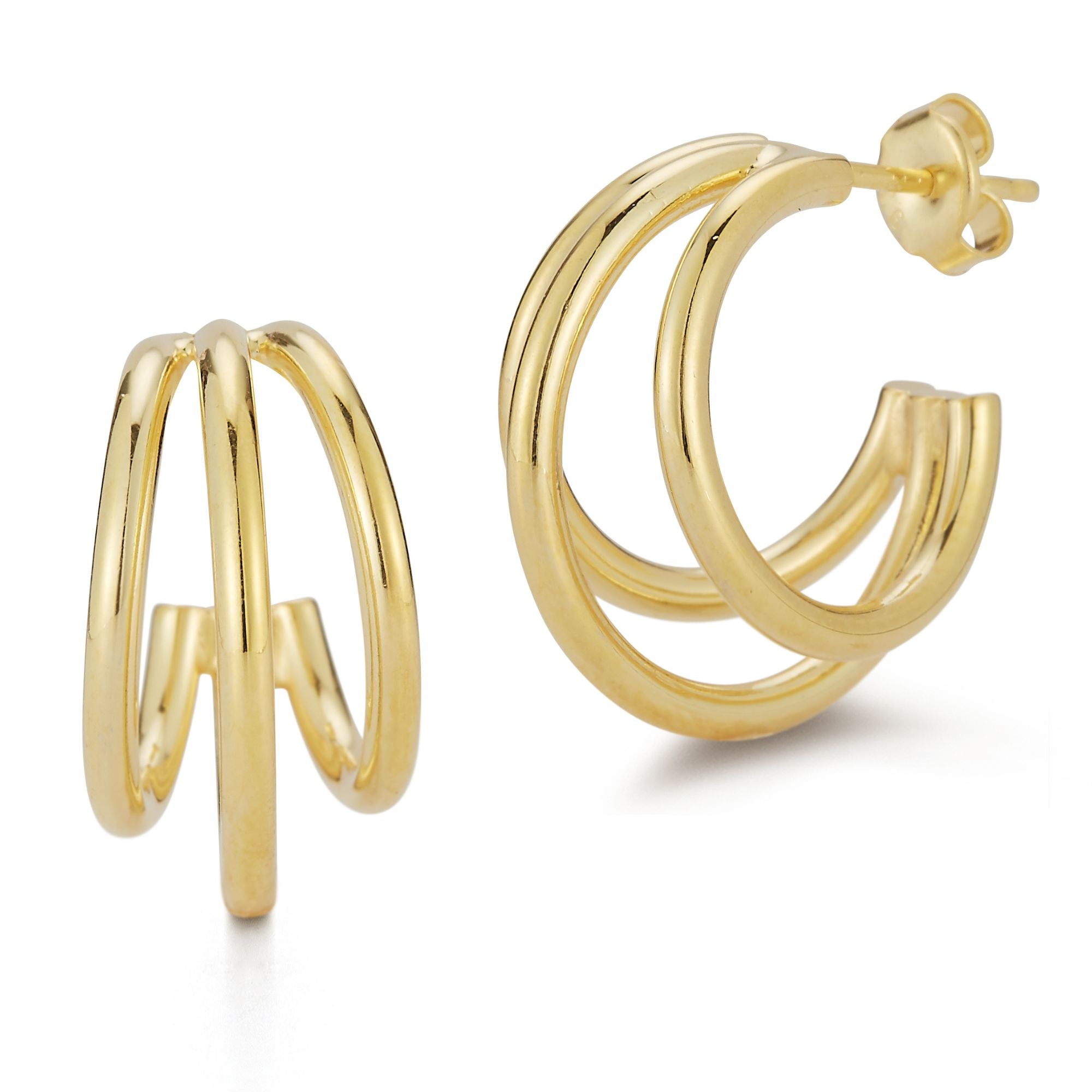 Sterling Silver Triple Polished Hoops