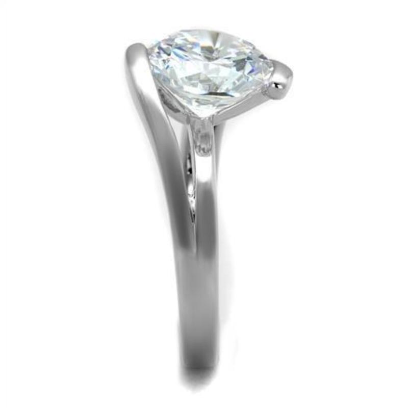 Rhodium Brass Ring with AAA Grade CZ in Clear