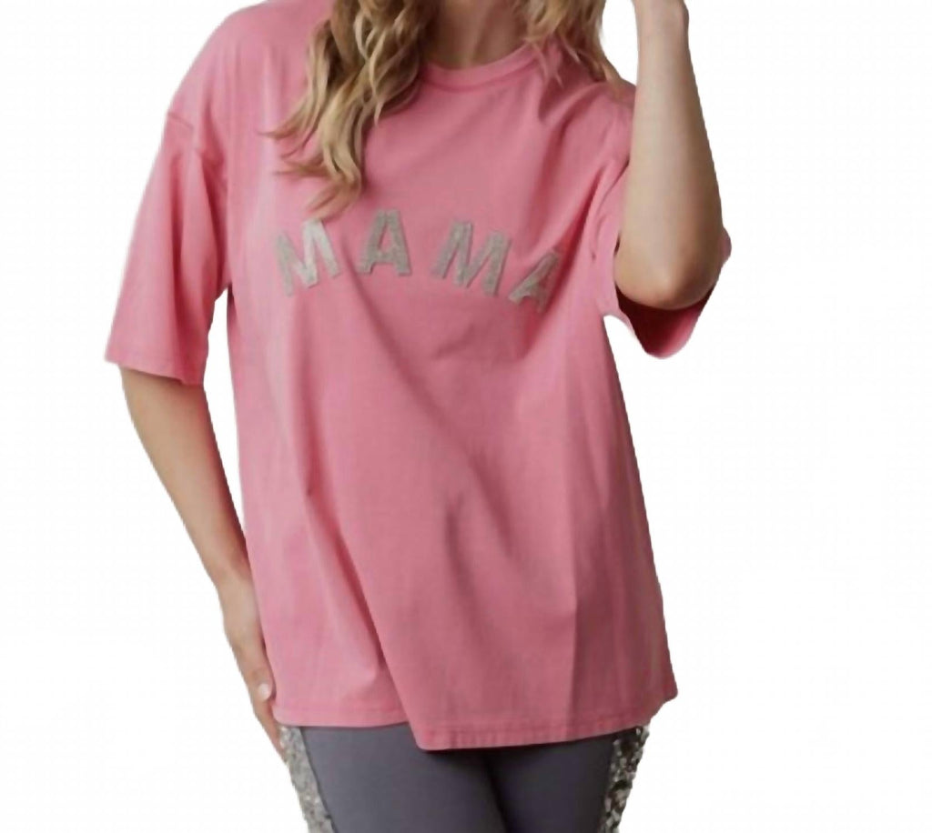 Embellished Mama Patch Tee In Pink