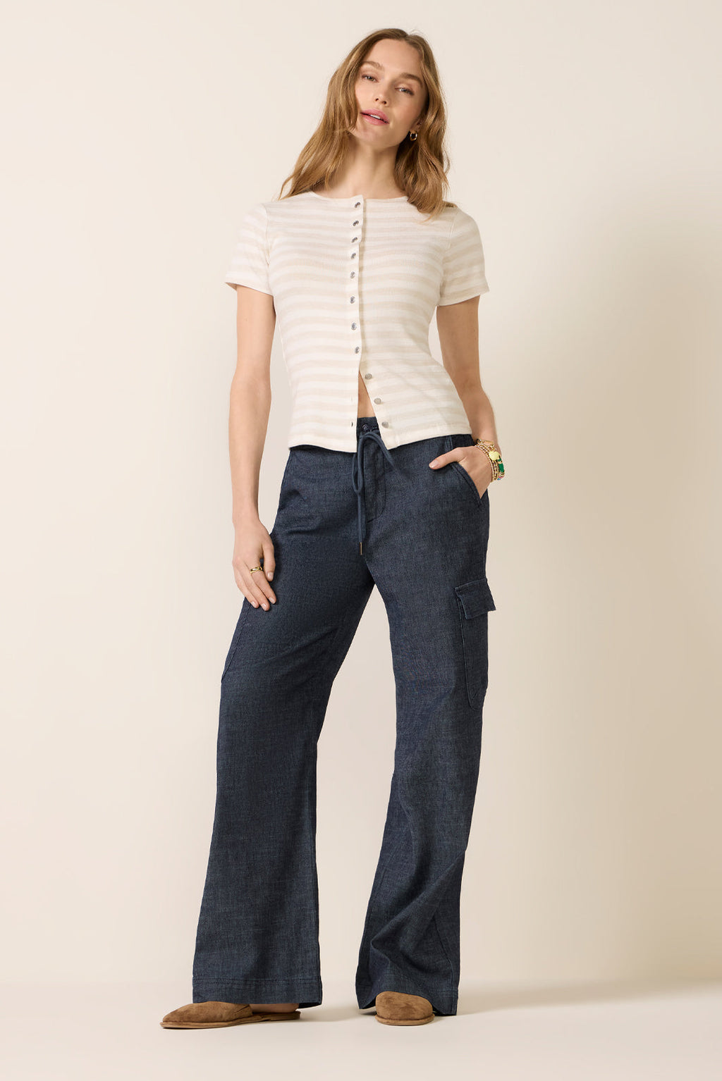 Women's The Knit Stripe Button T-Shirt