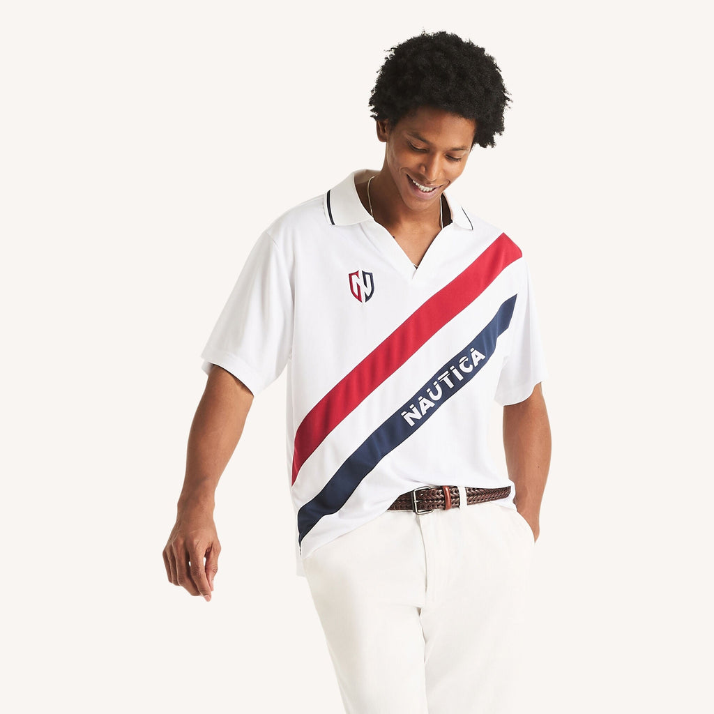 Nautica Mens Relaxed Fit Performance Johnny Collar Polo