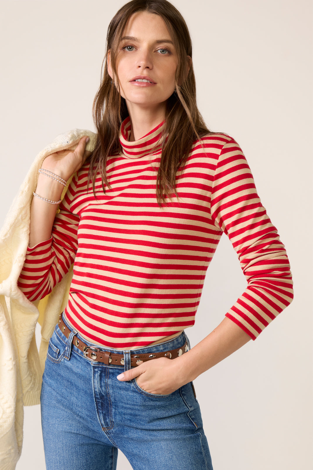 Women's Feather Cloud Layering Turtleneck Top