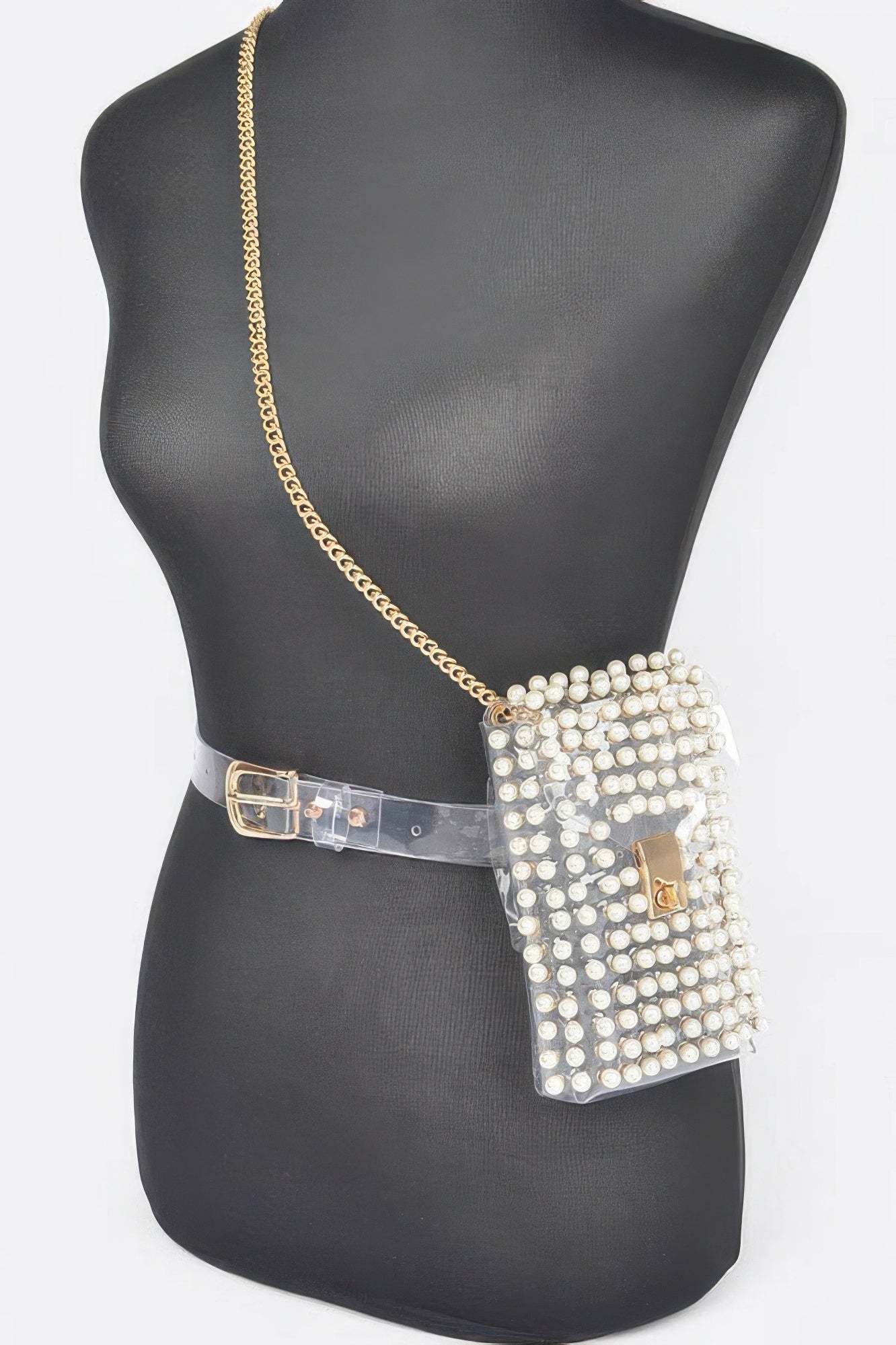 Rhinestone Clear Plus Size Belt Bag W/chain