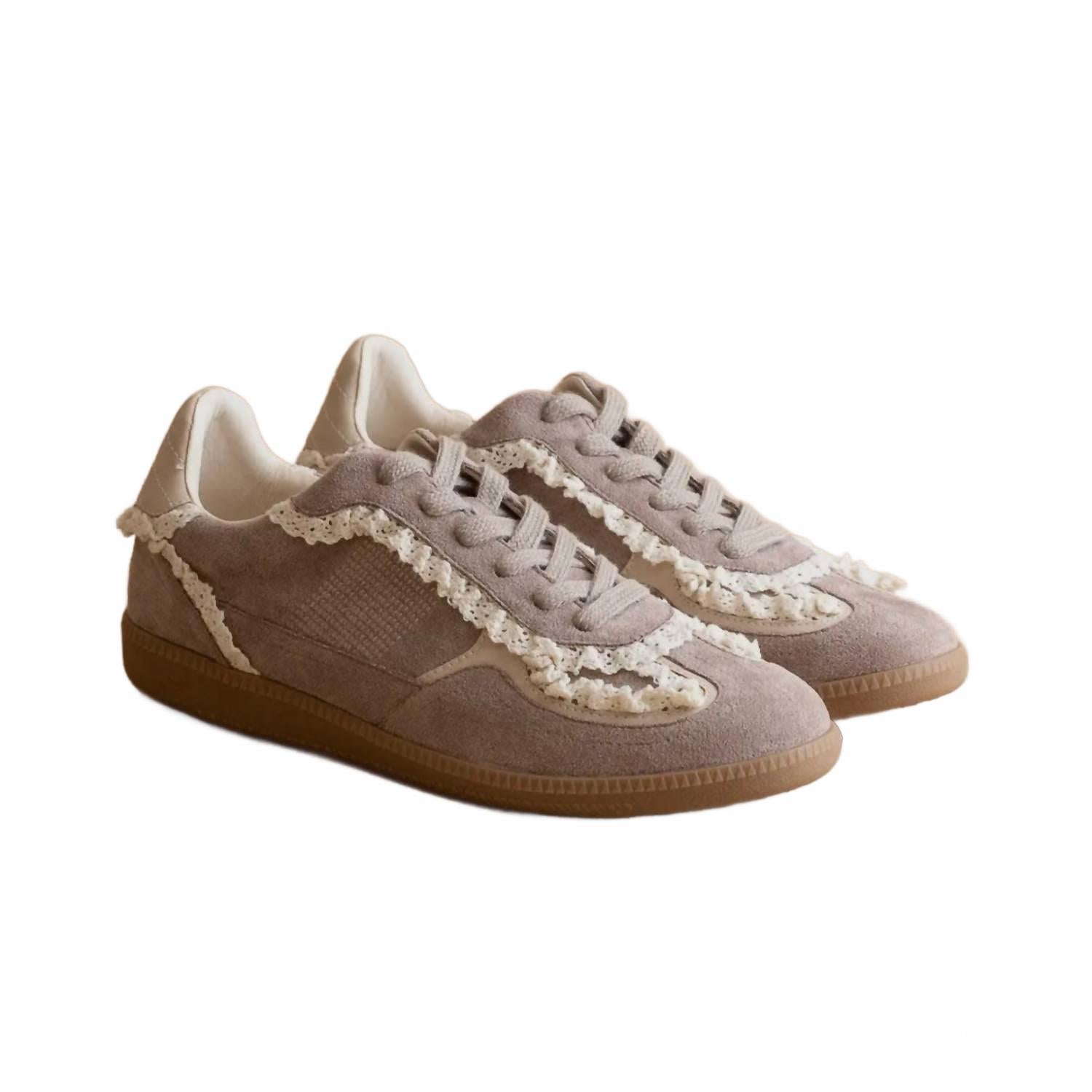 Women's April Lace Trimmed Retro Sneaker In Dark Grey
