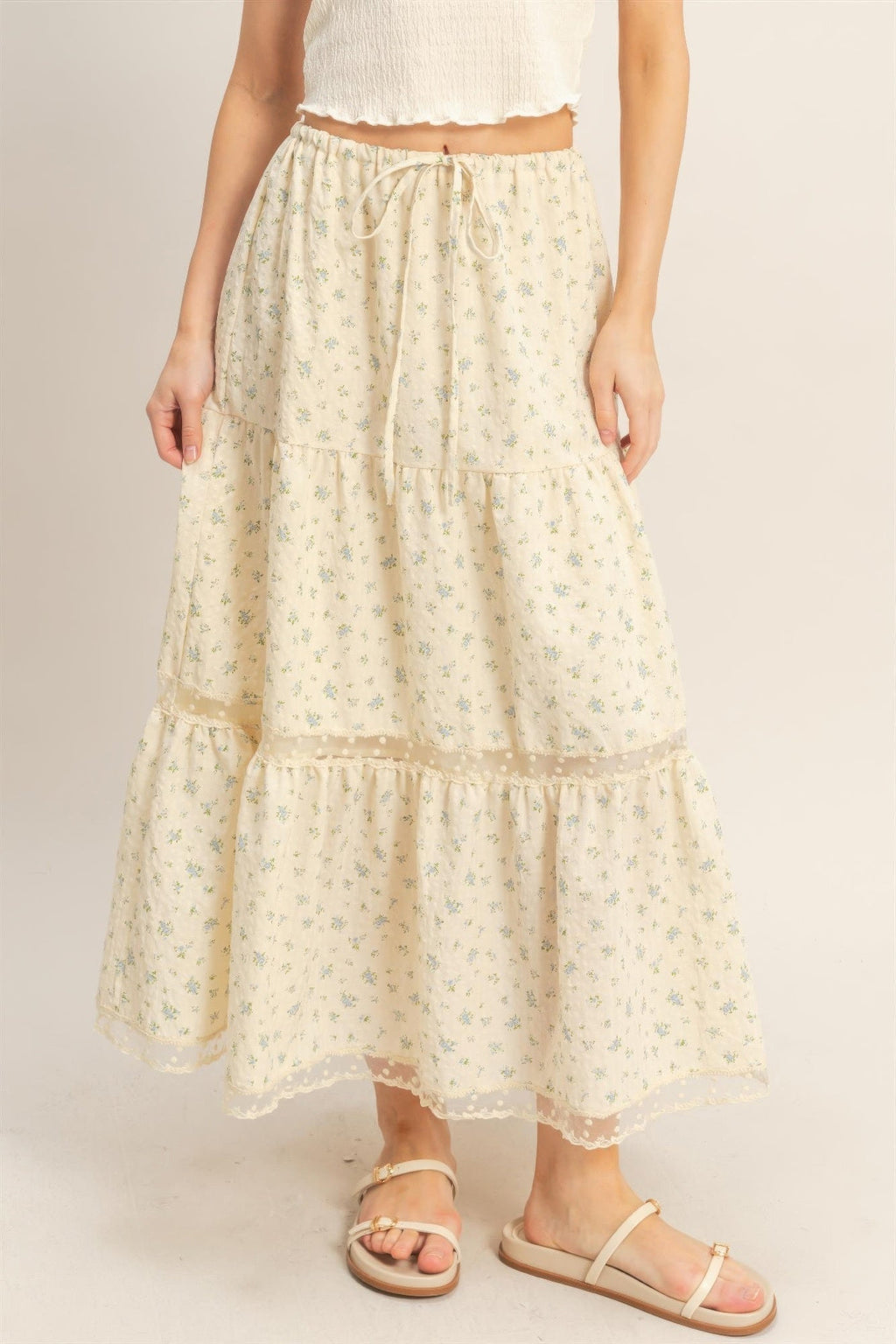 Tiered Lace Trim Skirt