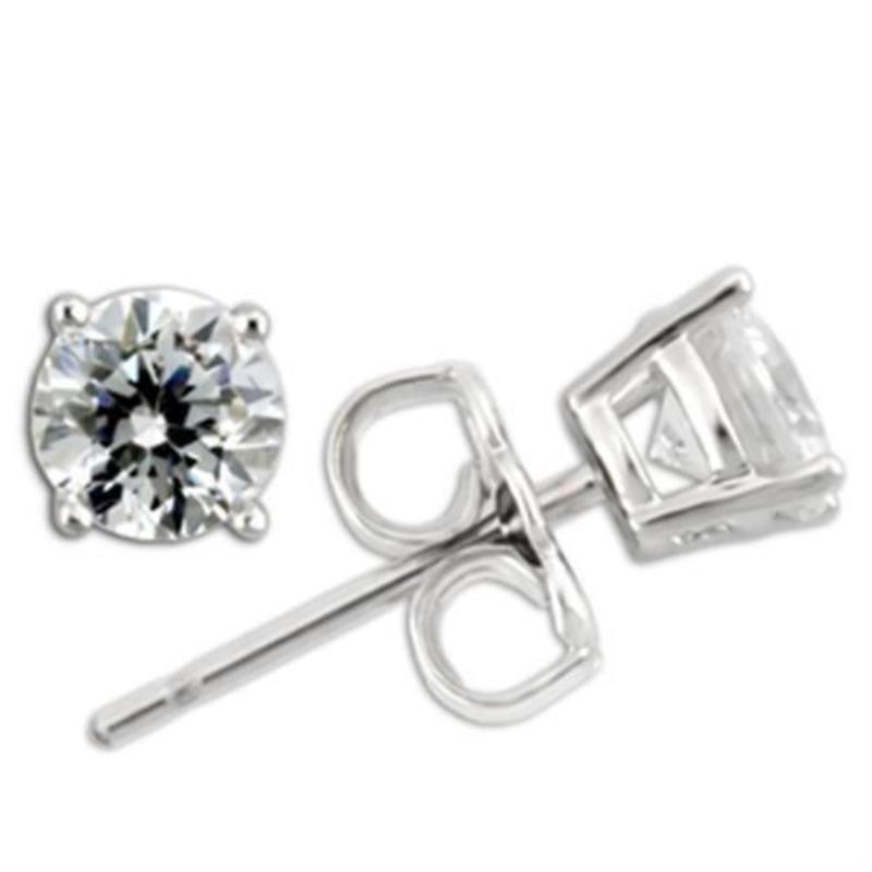 Rhodium 925 Sterling Silver Earrings with AAA Grade CZ in Clear