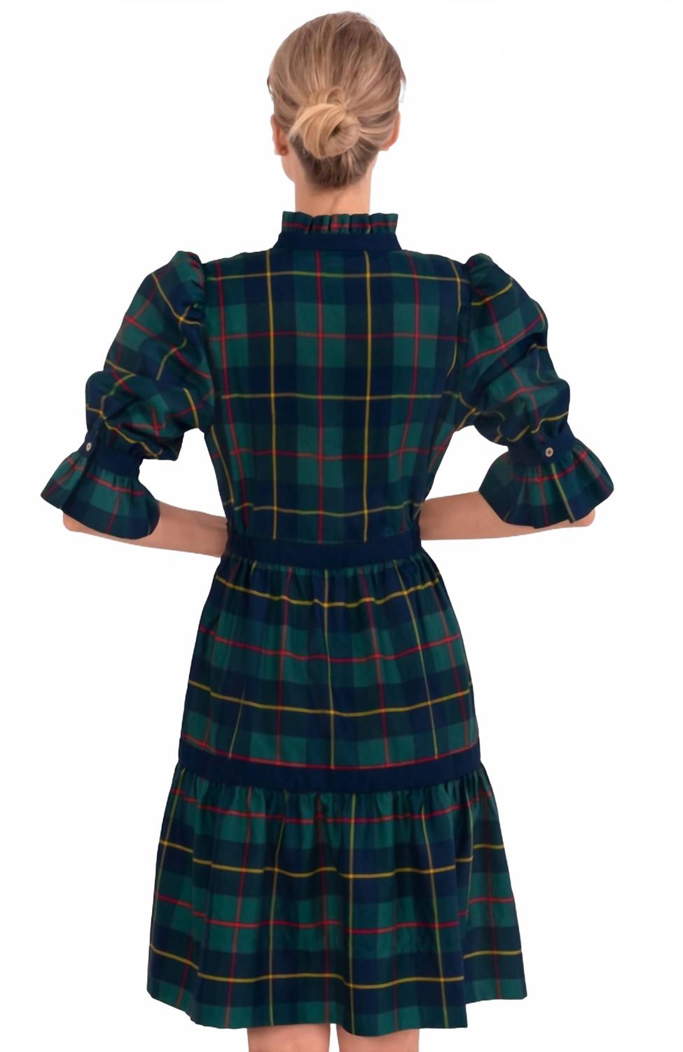 Plaidly Cooper Teardrop Dress In Green Multi