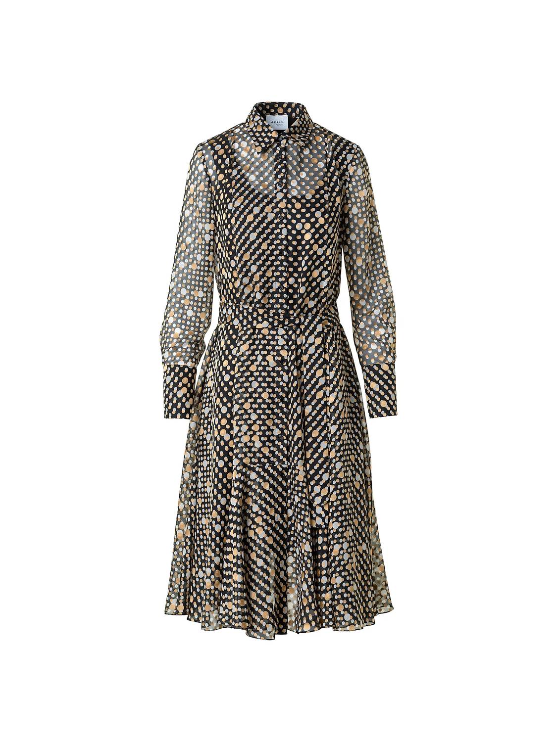 Women's Midi Polka Dot Devore Dress In Black Multi