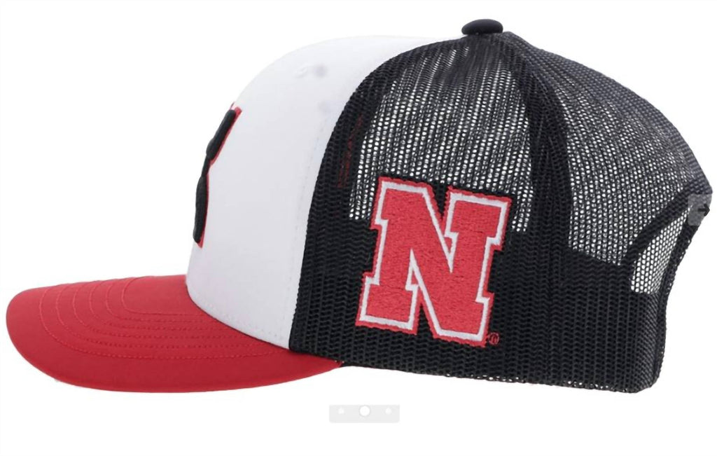 Nebraska Team Trucker Limited Edition Snapback Cap In White/black/red