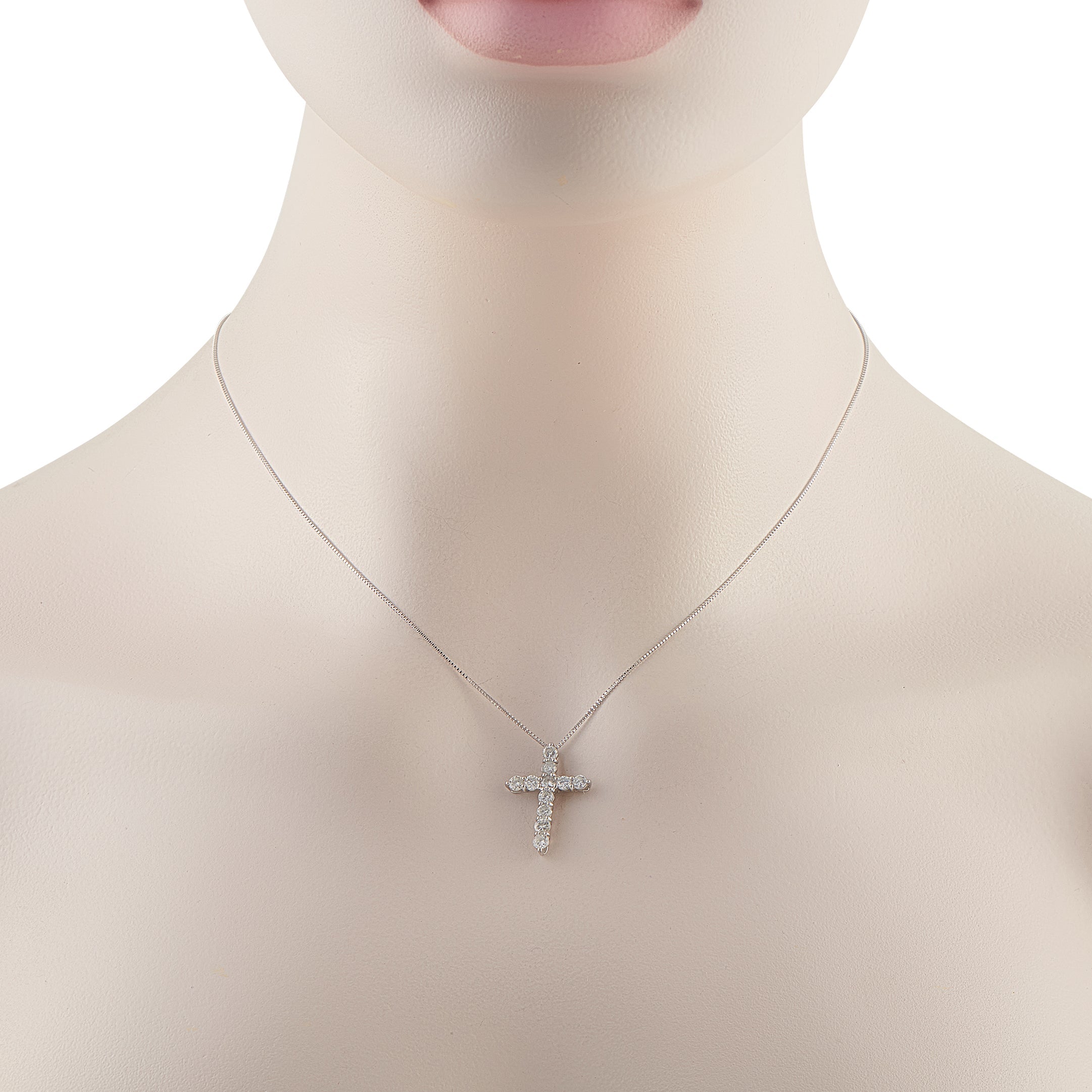 LB Exclusive Platinum 1.03ct Diamond Cross Pendant Necklace MF41-041326
