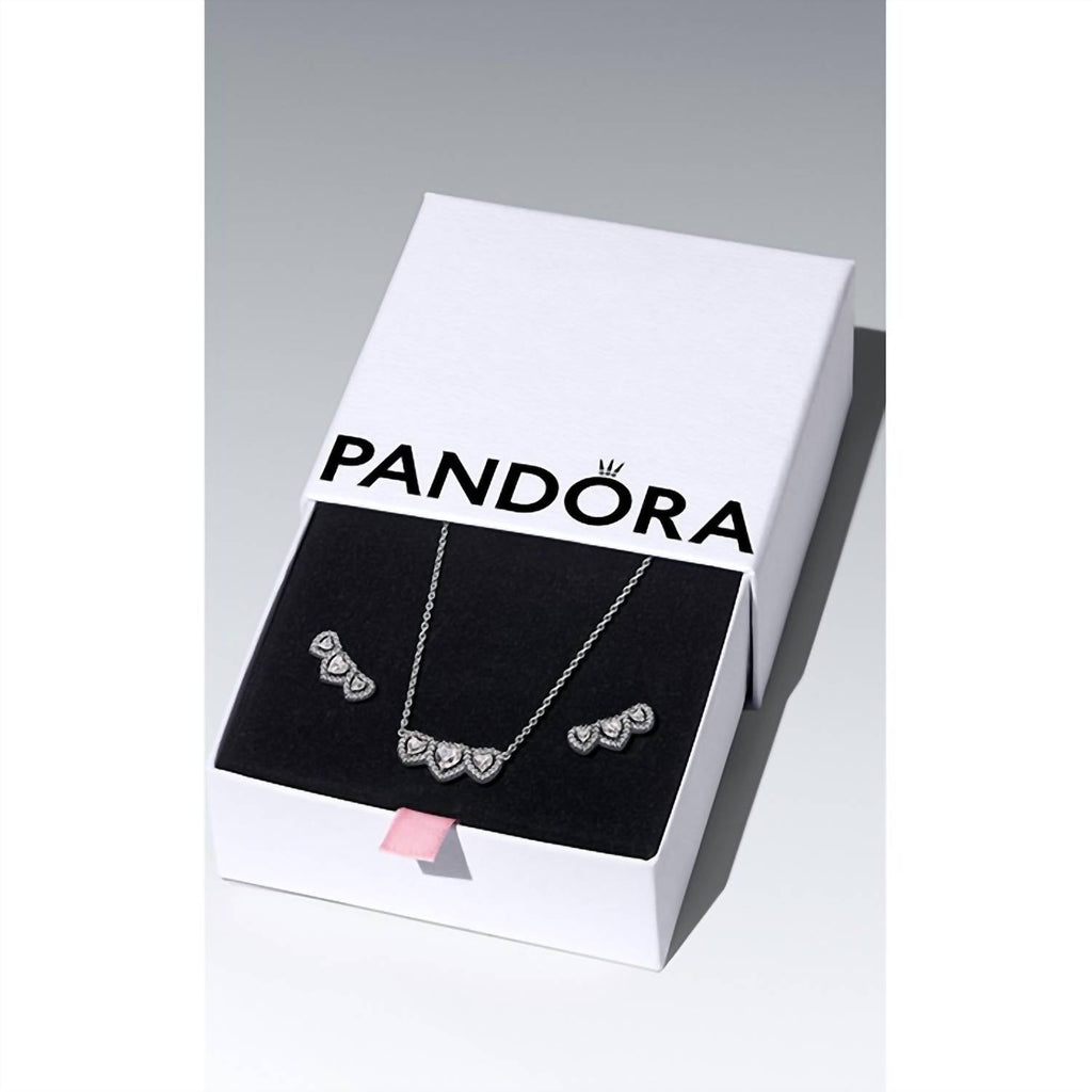 Halo Heart Trio Jewelry Gift Set In Silver