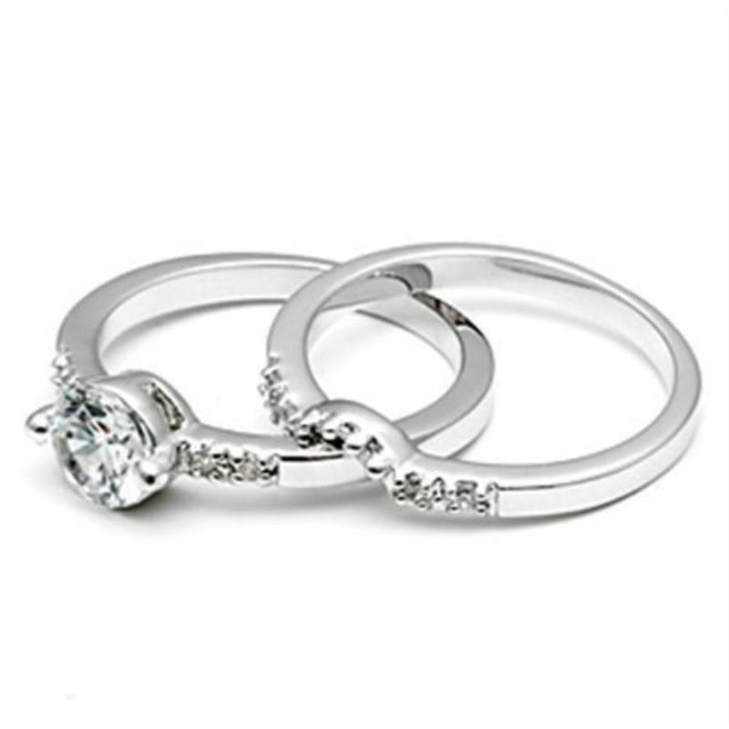 Rhodium Brass Ring with AAA Grade CZ in Clear