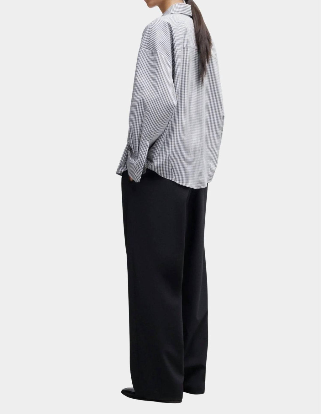 Oversized Vichy Shirt In Grey