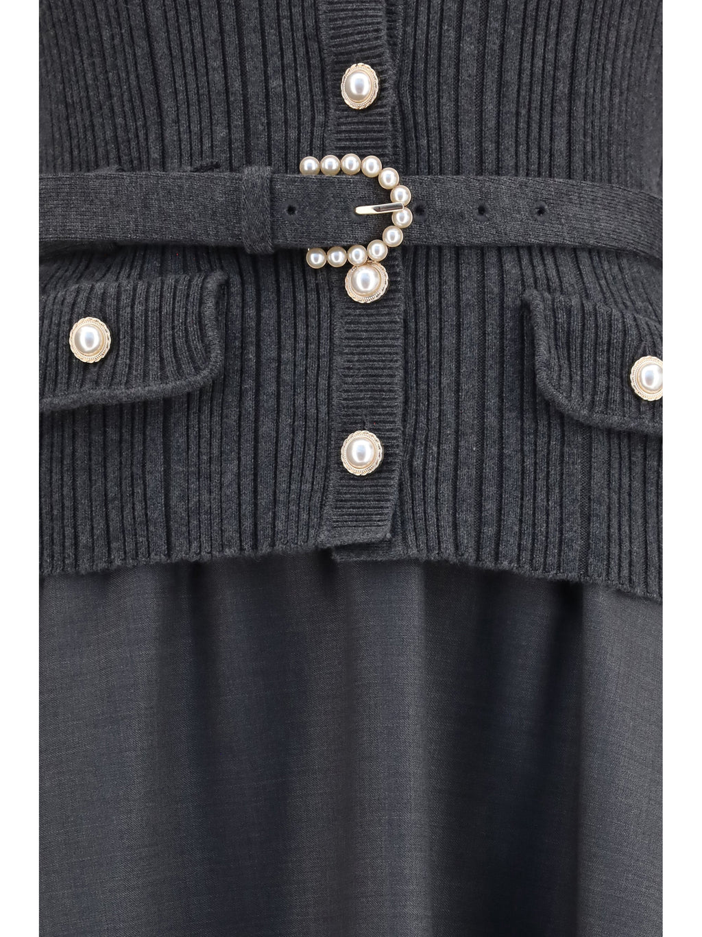 Self-Portrait Women Knit And Twill Midi Dress