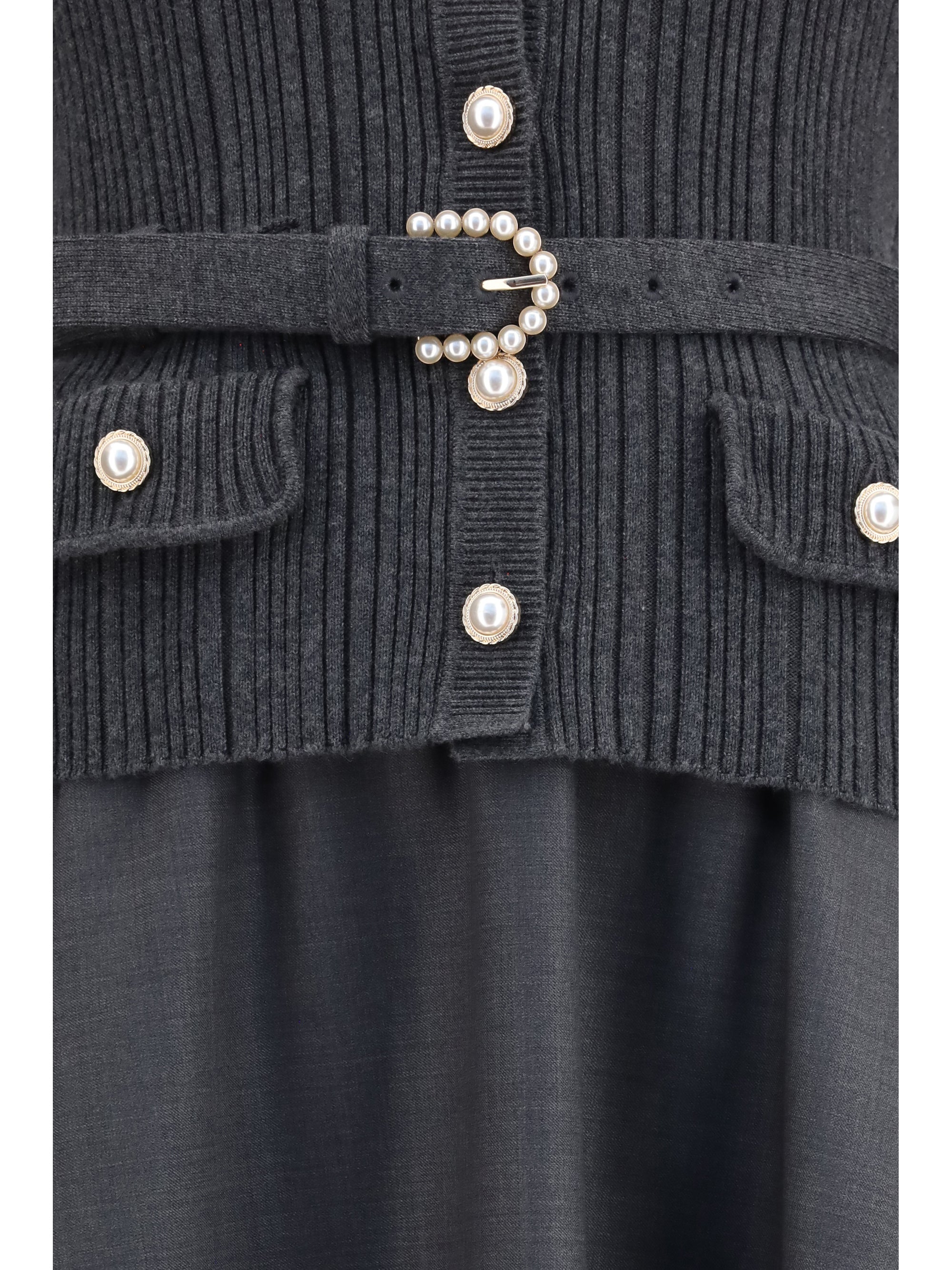 Self-Portrait Women Knit And Twill Midi Dress