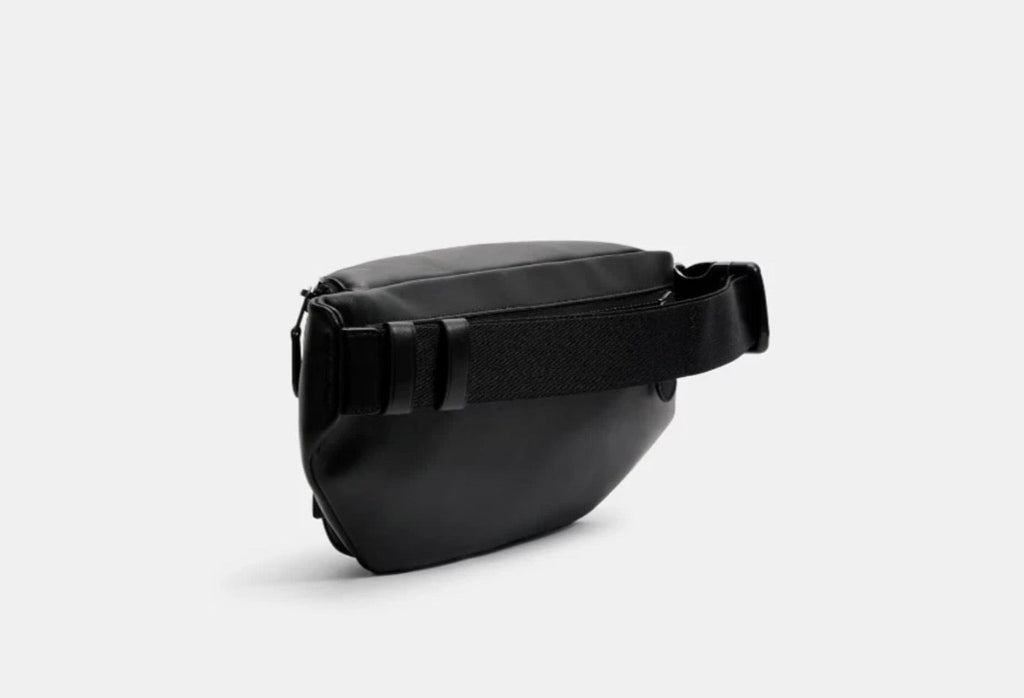NWT Coach Men's Track Belt Bag In Smooth Leather In Gunmetal/Black
