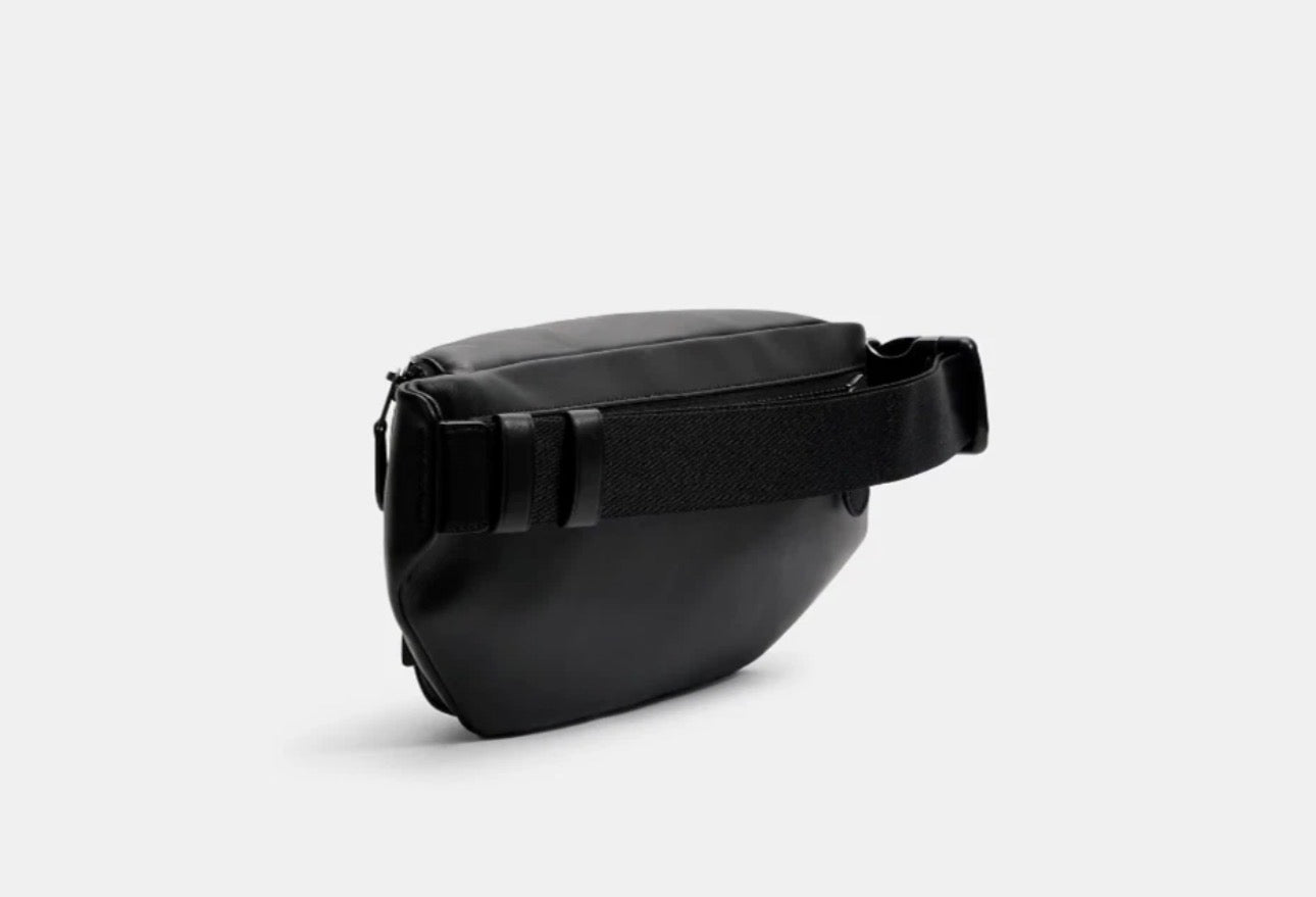 NWT Coach Men's Track Belt Bag In Smooth Leather In Gunmetal/Black