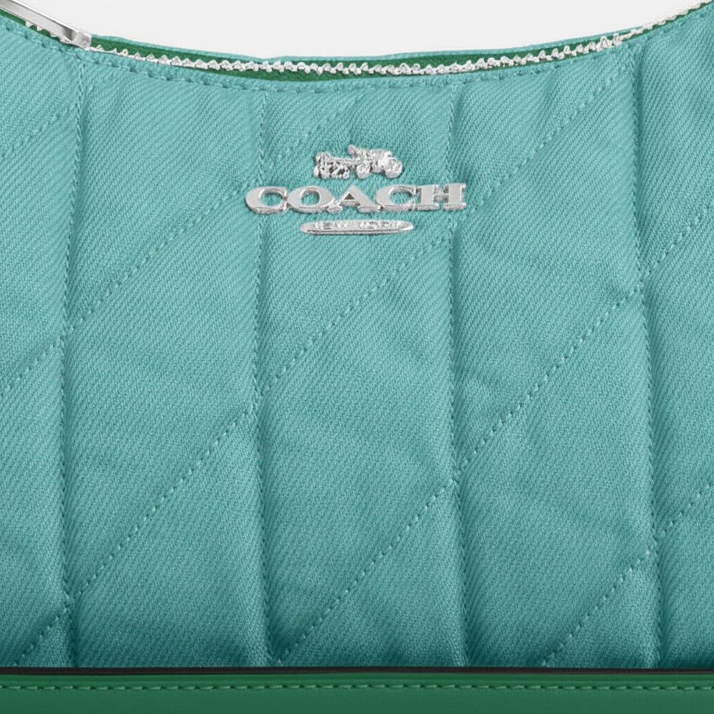NWT Coach Teri Shoulder Bag In Silver/Green