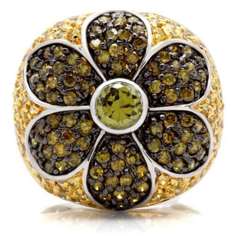 Rhodium+Gold+ Ruthenium Brass Ring with AAA Grade CZ in Multi Color
