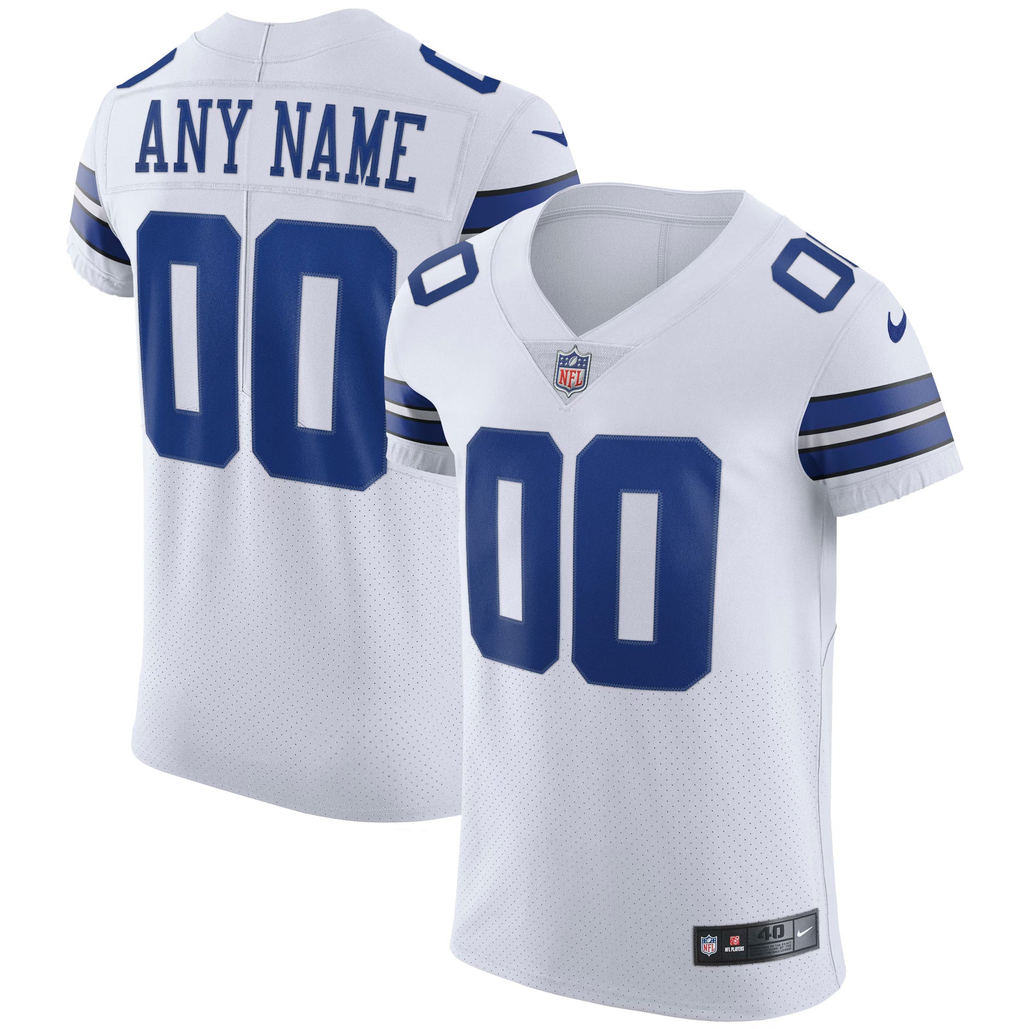 Dallas Cowboys White Vapor Elite Custom Jersey