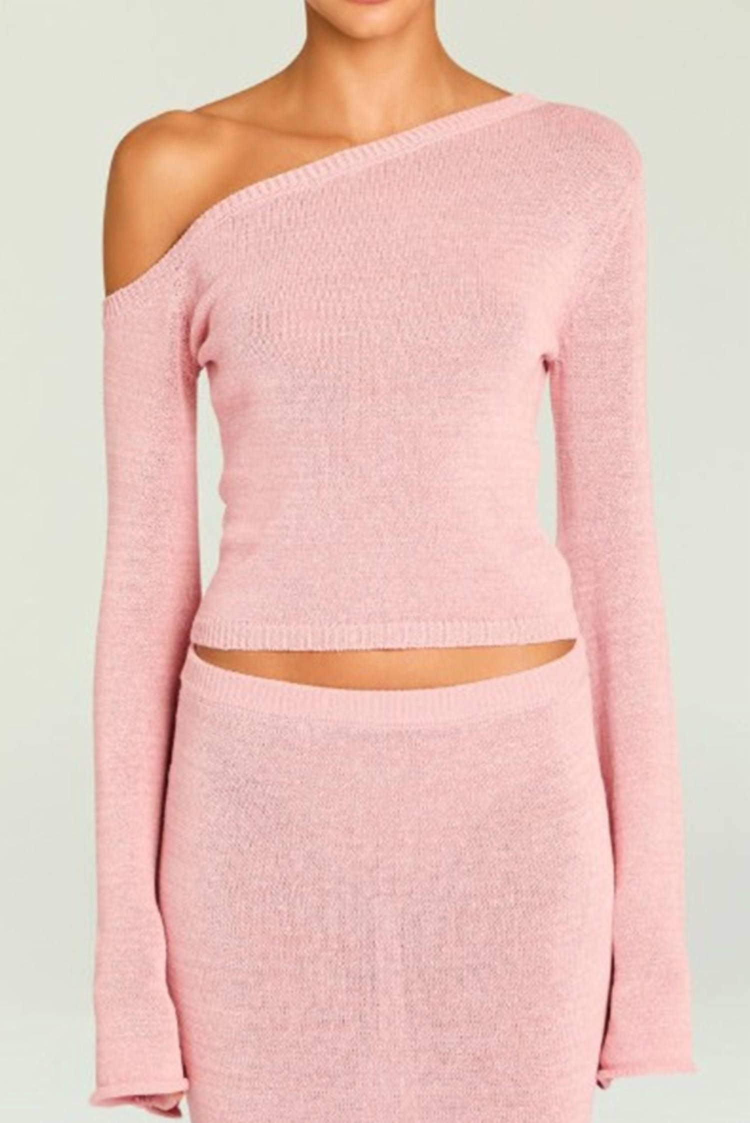 Alivia Knit Long Sleeve Top In Coral Blush