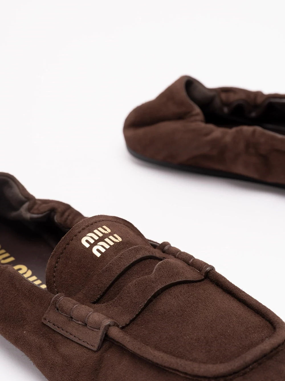 Miu Miu Women Ruches Suede Loafers
