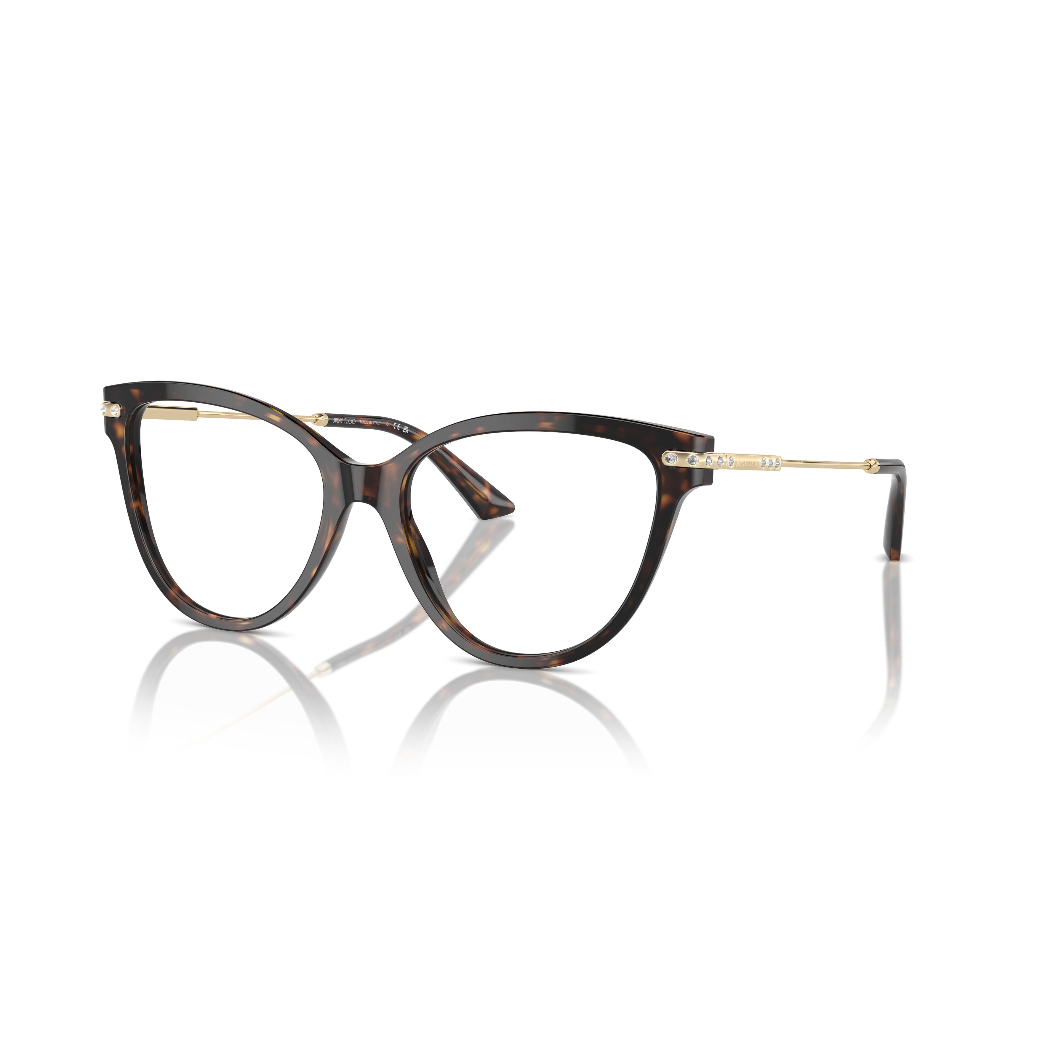 0Jc3001B Cat-Eye Acetate Eyeglasses with Metallic Gold Temples