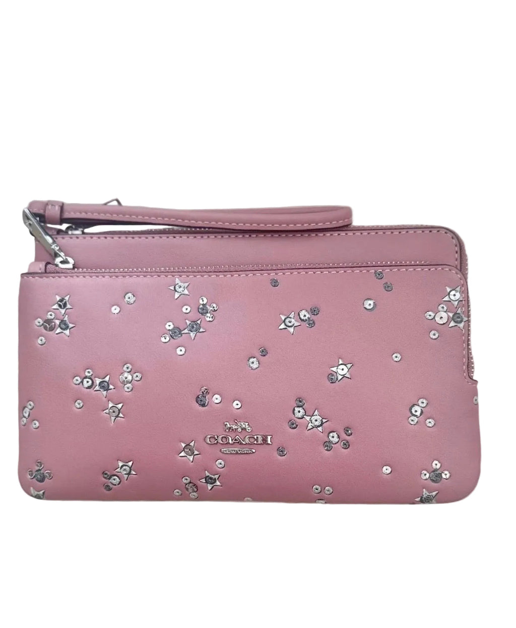 NWT Coach Leather Double Zip Large Wristlet Wallet In