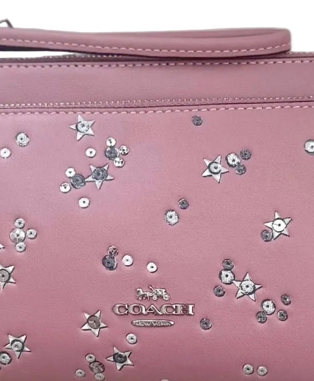 NWT Coach Leather Double Zip Large Wristlet Wallet In