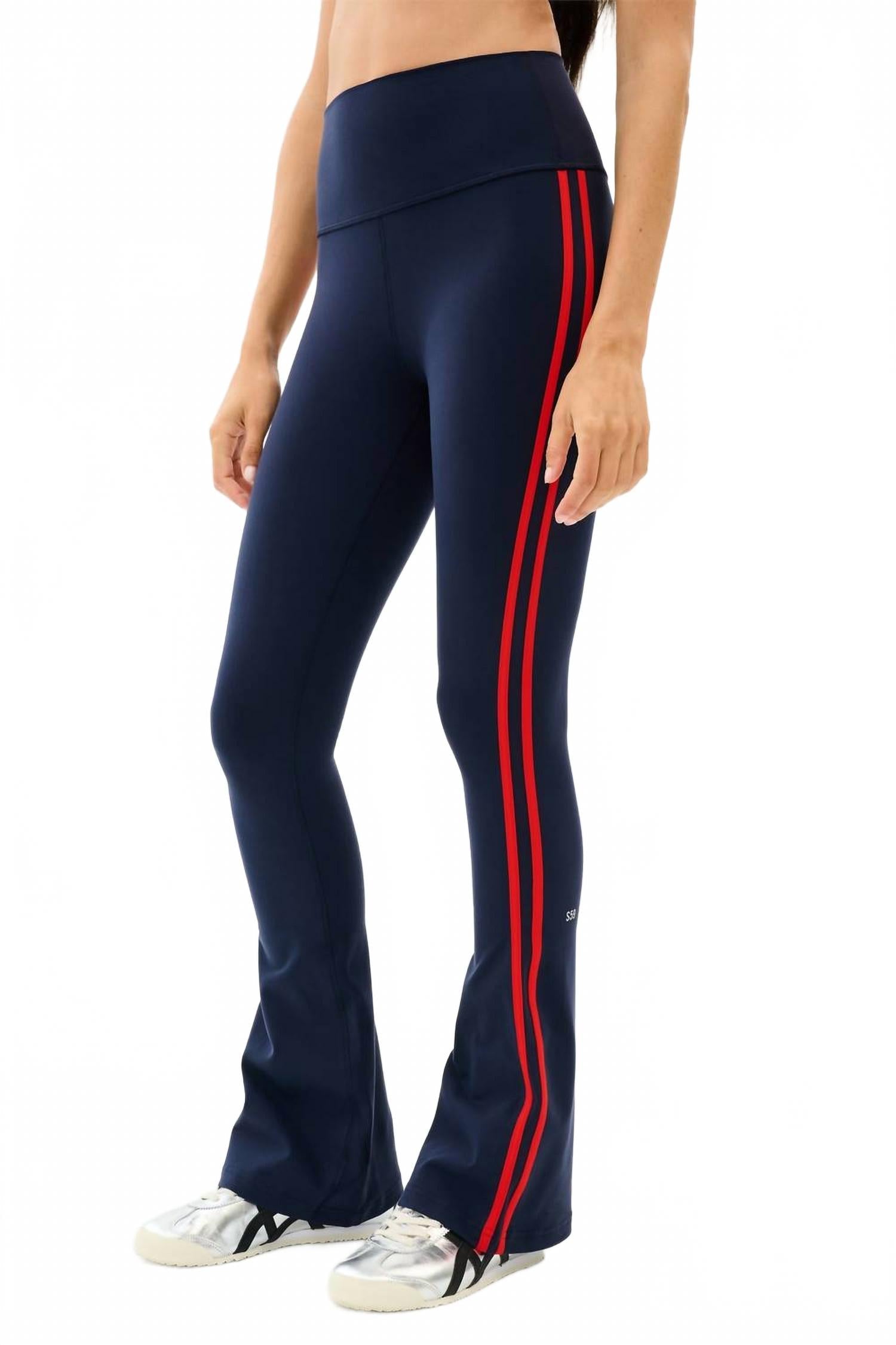 Raquel High Waist Supplex Flare Pants In Indigo Lotus Red