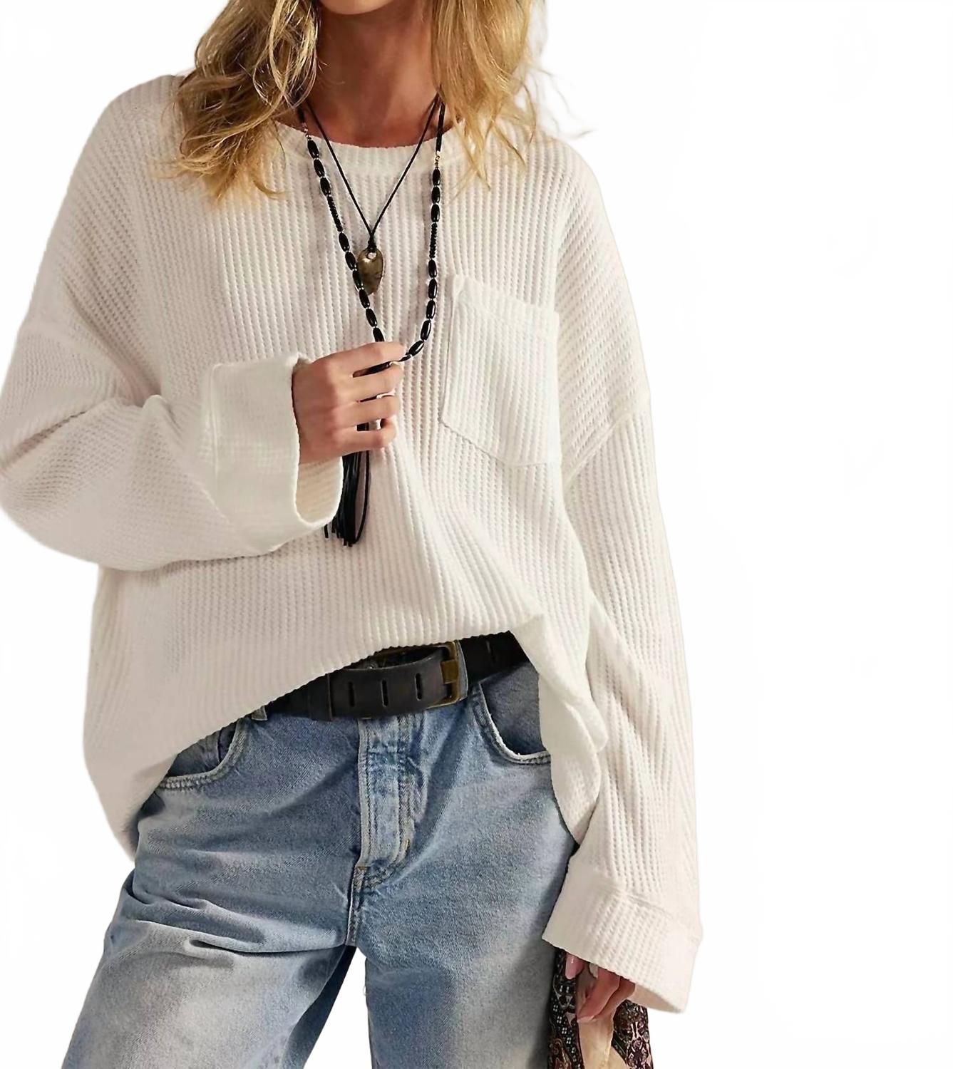 Dawson Pocket Thermal Top In Clean Ivory