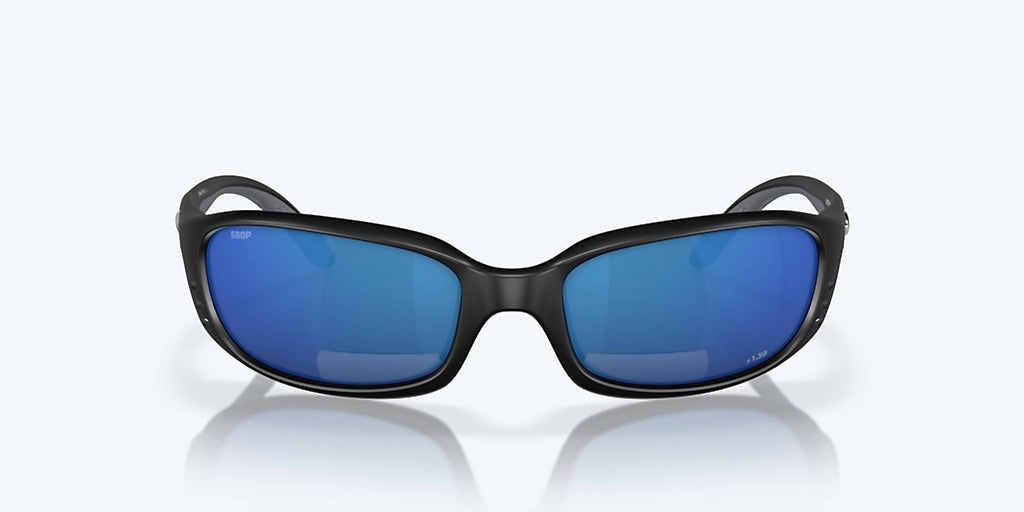 Men's Brine Reader Rectangular Polarized Sunglasses In Matte Black/blue Mirror