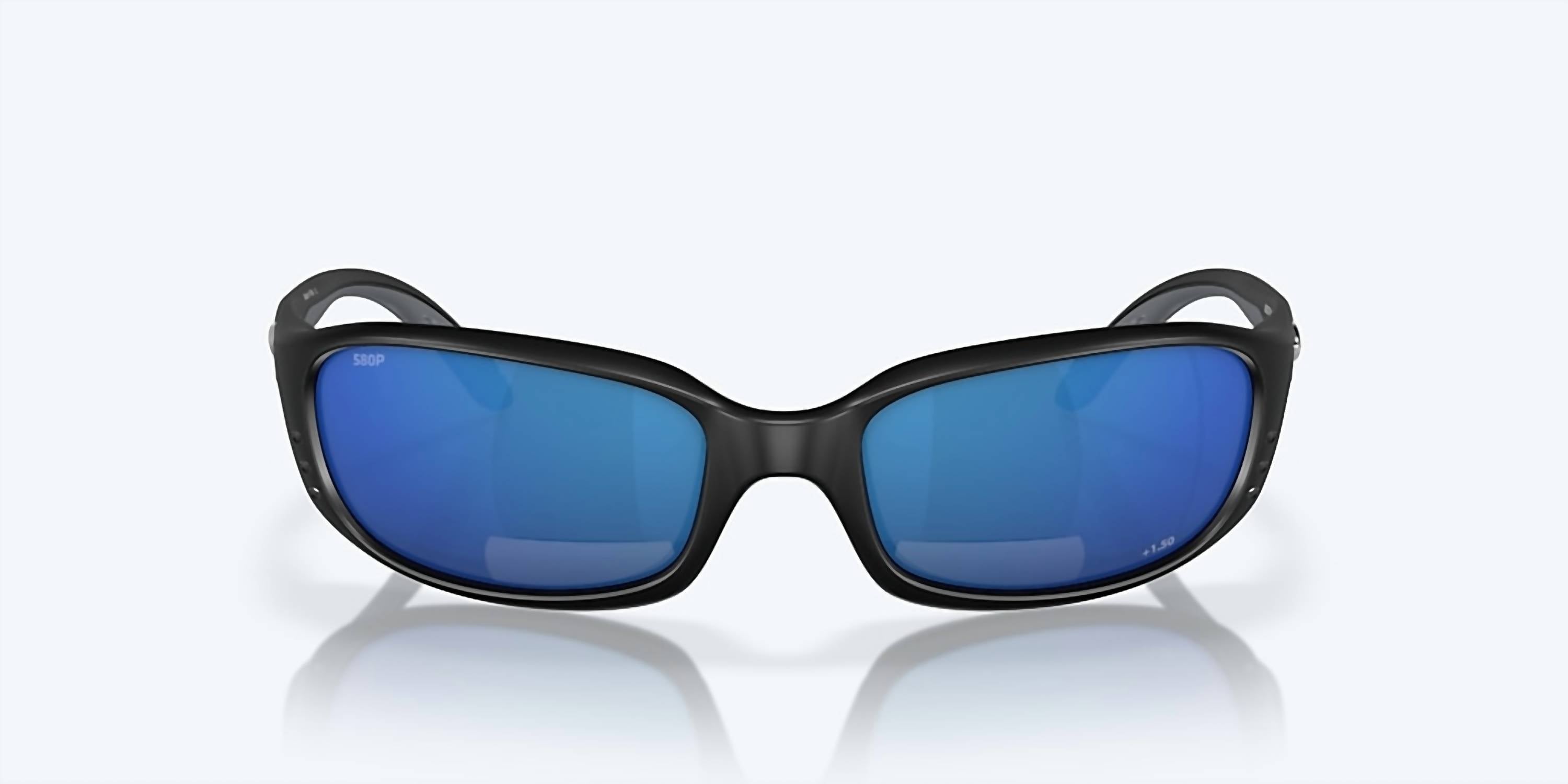 Men's Brine Reader Rectangular Polarized Sunglasses In Matte Black/blue Mirror