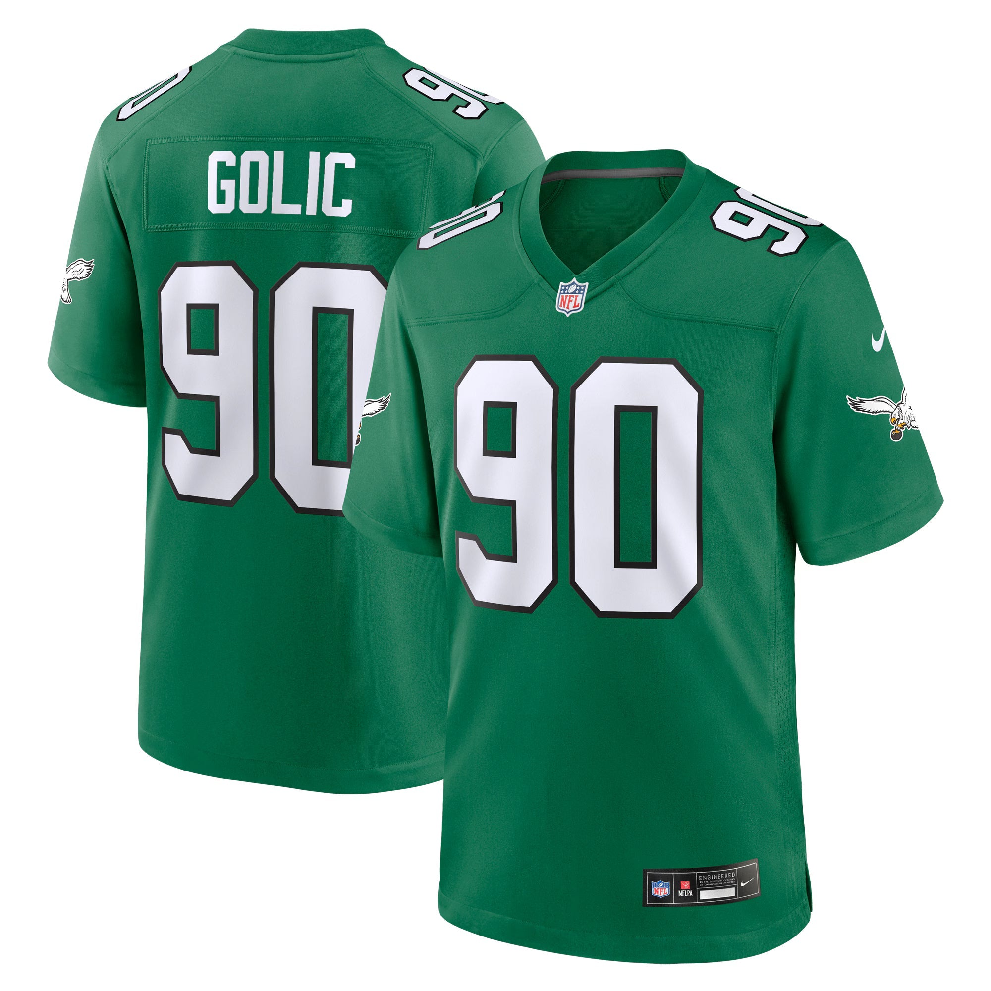 Philadelphia Eagles Mike Golic Kelly Green Retired Player Alternate Game Jersey