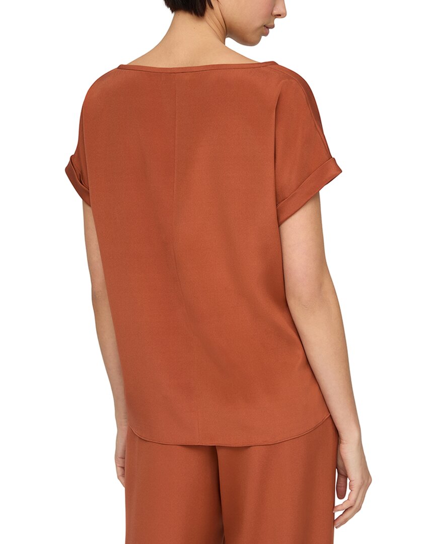 Lafayette 148 New York Plus Wide V-Neck Cuff Sleeve Silk-Blend Blouse