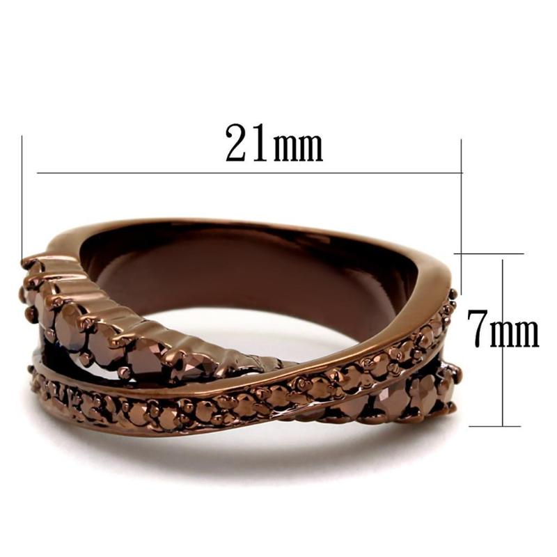 IP Coffee light Brass Ring with AAA Grade CZ in Light Coffee