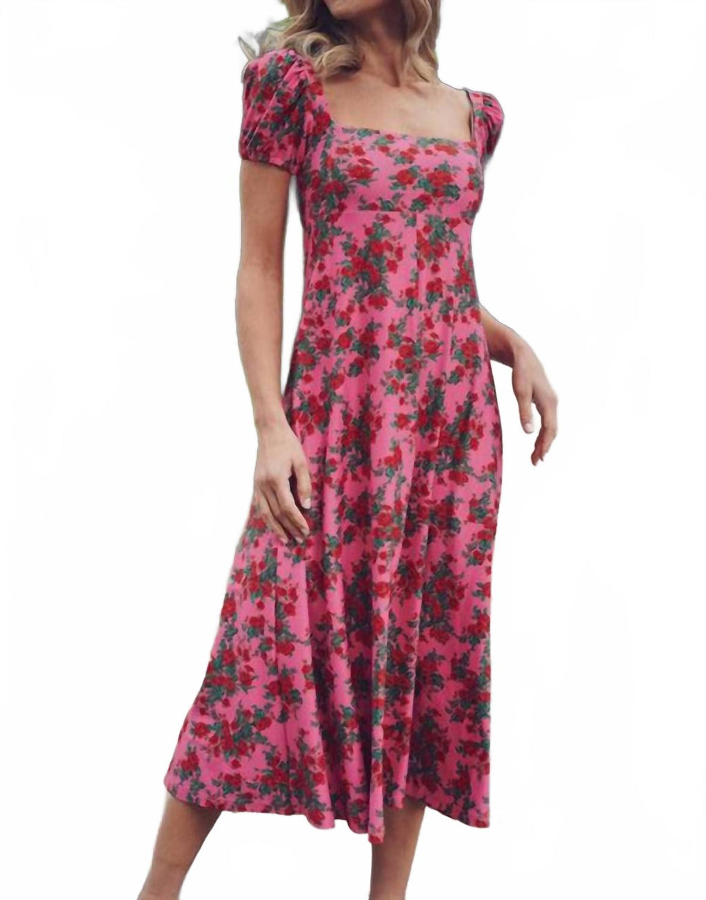 Rosalie Midi Dress In Shrub Rose