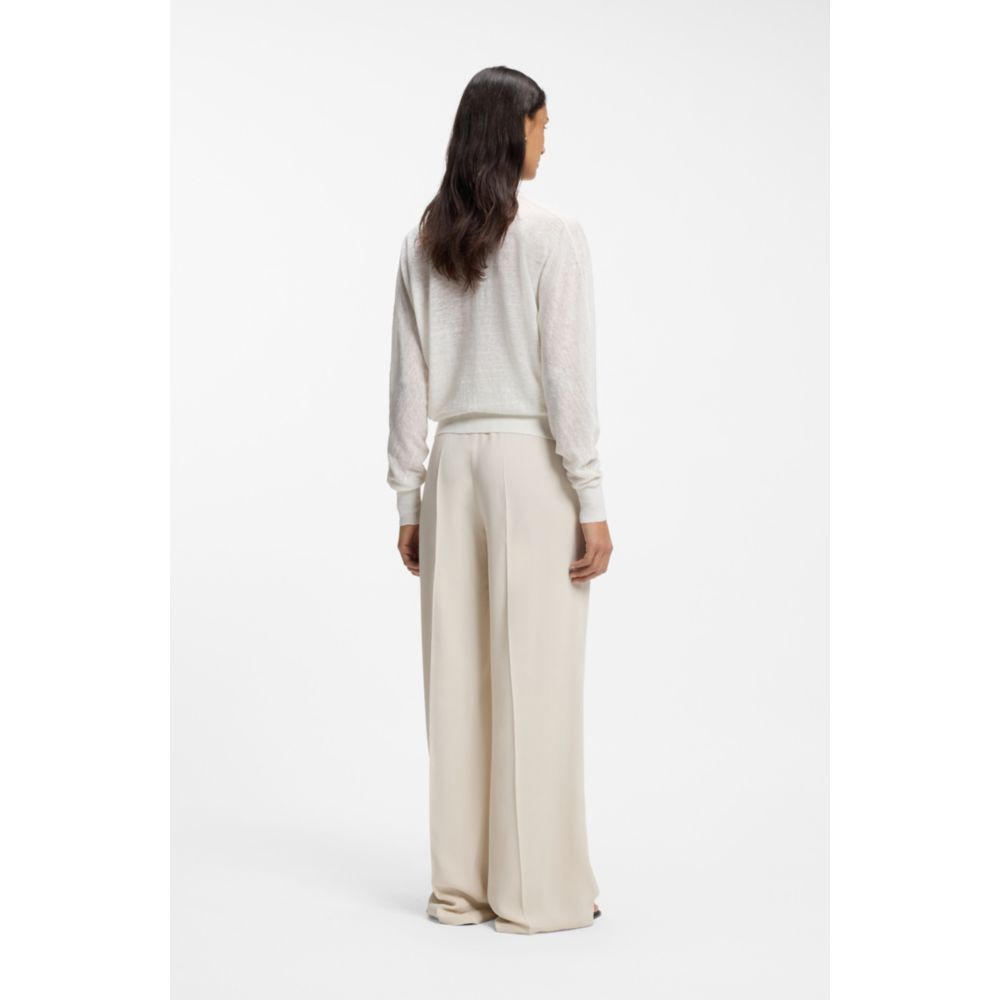 Linen-cotton cardigan with buttoned front