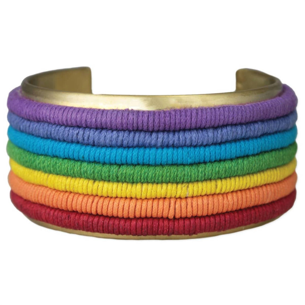 Women's Rainbow Cord Stripe Cuff Bracelet In Gold