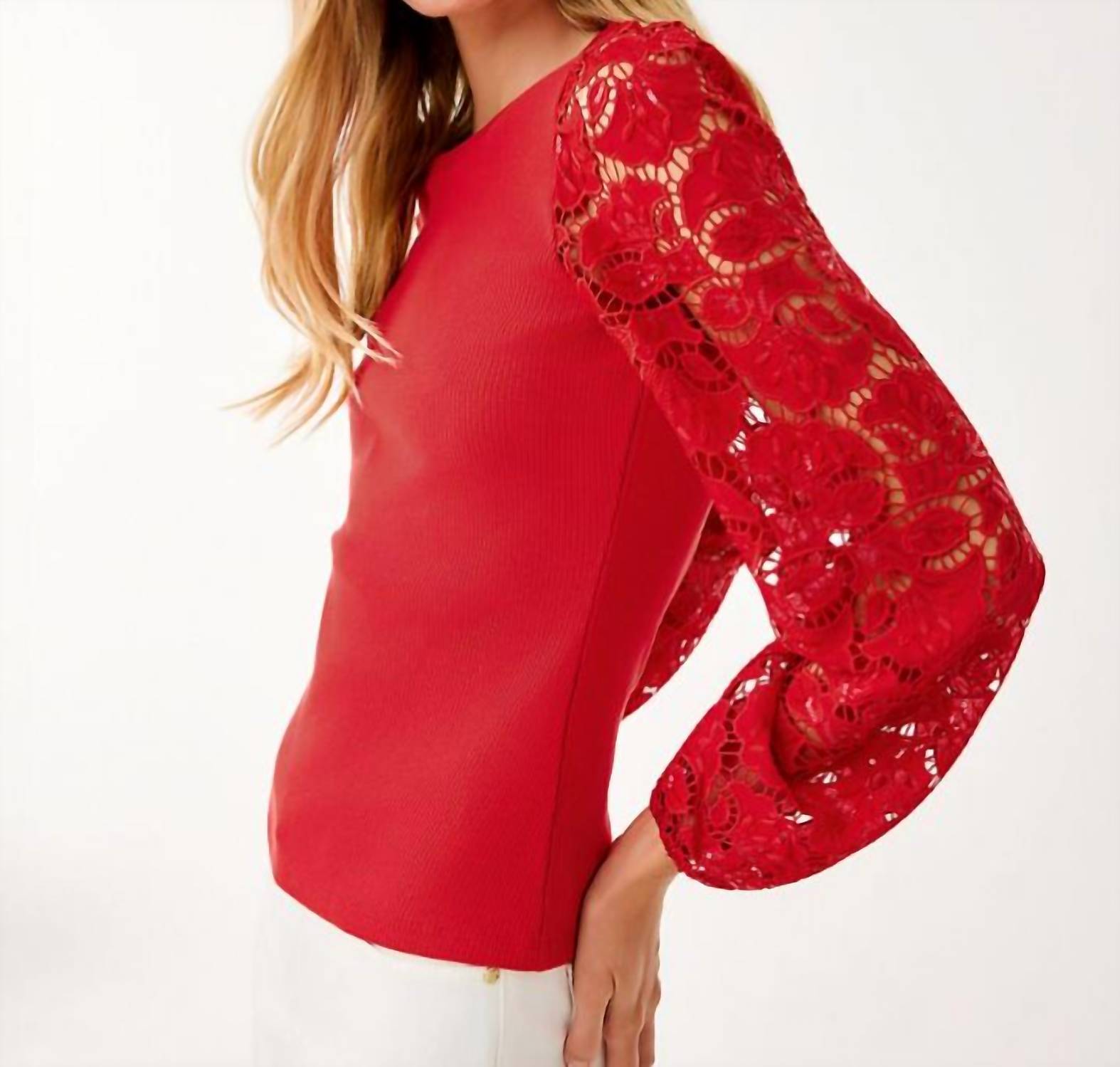 Bryant Knit Top In Cranberry Red