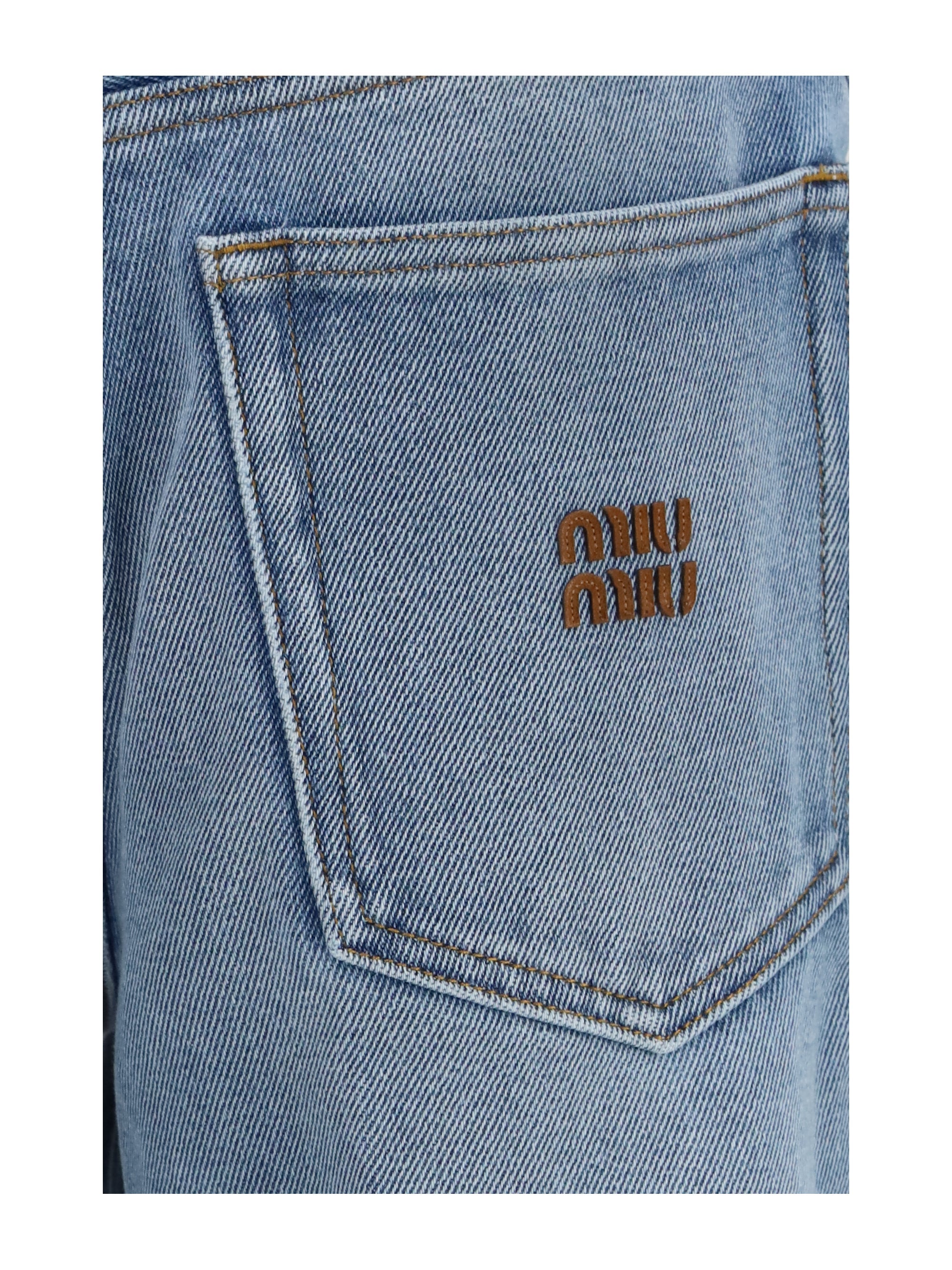 Miu Miu Women Washed Denim Five-Pocket Jeans